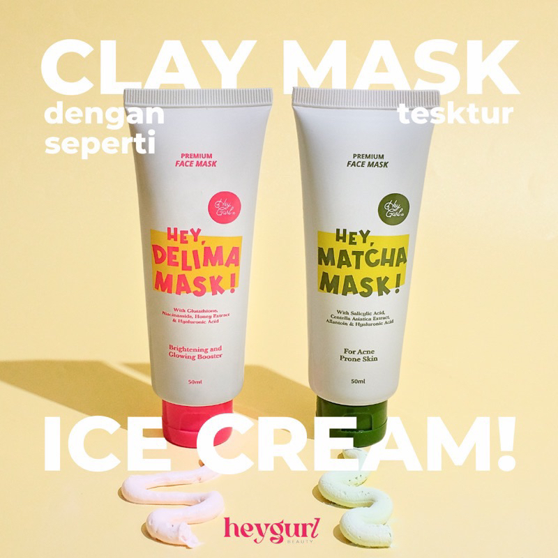 [ READY STOCK ] HEY DELIMA MASK &amp; MATCHA MASK BY HEYGURL | CLAY MASK HEYGURL