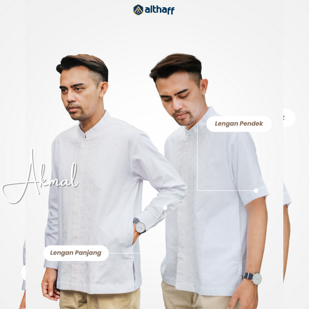 Atasan Couple Bordir Koko Putih JUMBO ALTHAFF Akram & Akmal Series Kemeja Katun Versus Adem Motif Ga