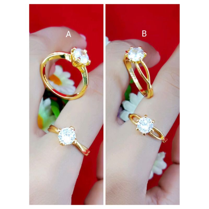 cincin A,B mata lapis emas 24k