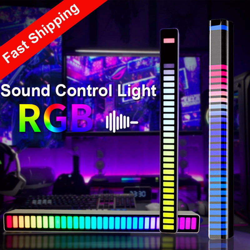 RGB Music Sound Control LED Strip Light Bluetooth App Pickup Voice Activated Rhythm Ambient Bar Lamp for Night TV Computer