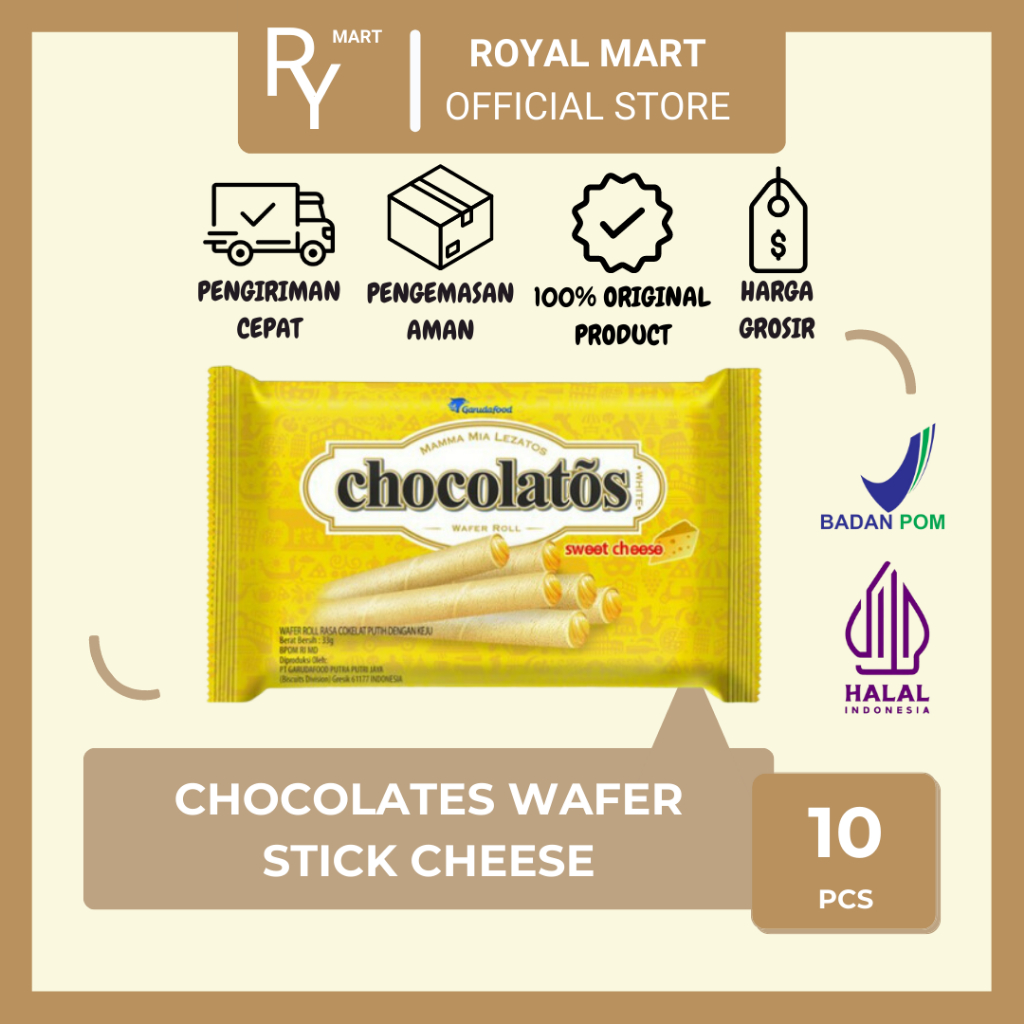 

Chocolatos Wafer Stick Cheese Keju 10's