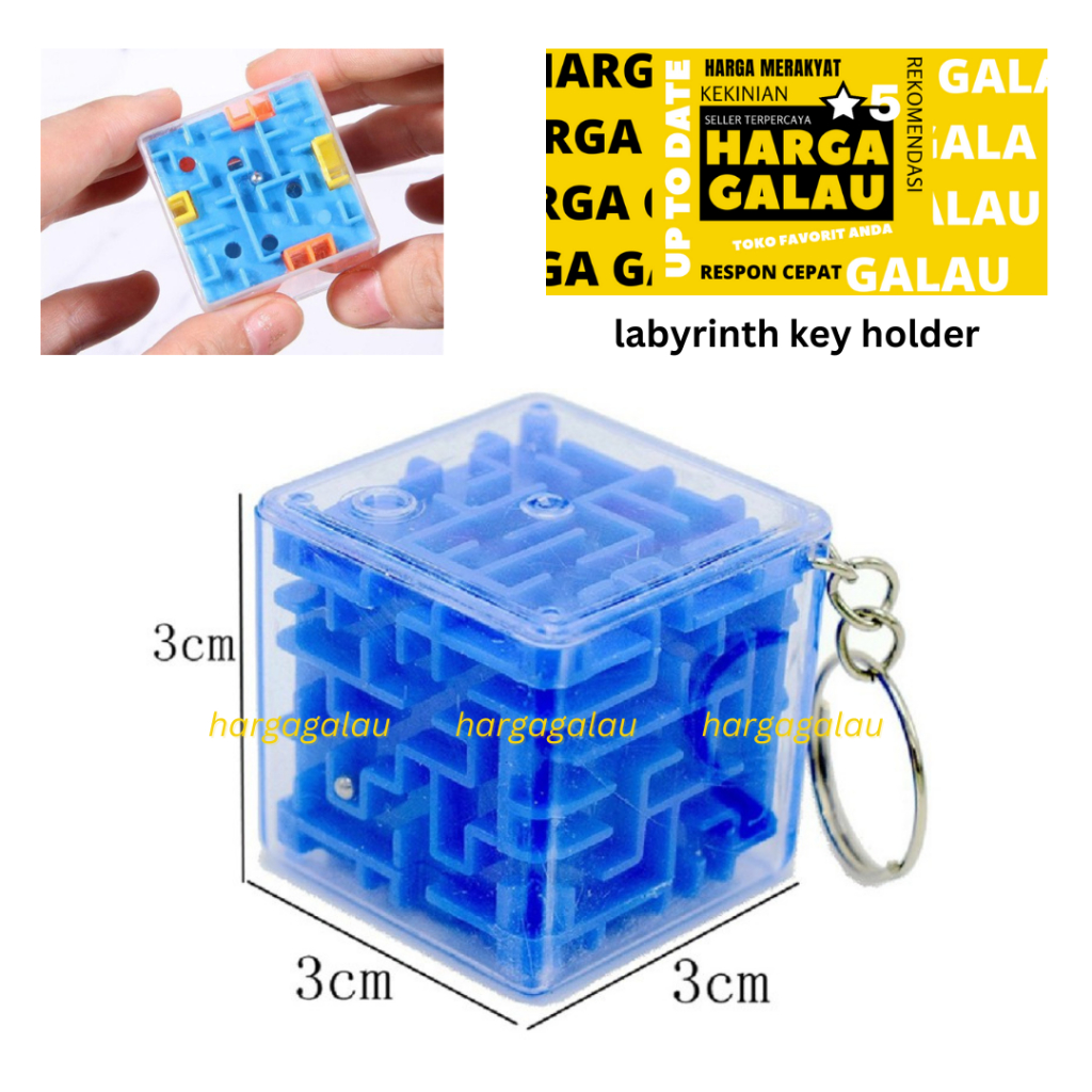 labyrinth key holder 3cm 1pcs / Gantungan Kunci Labirin Mini / Mainan Teman Waktu Gabut Keychain Maze Cube Toys