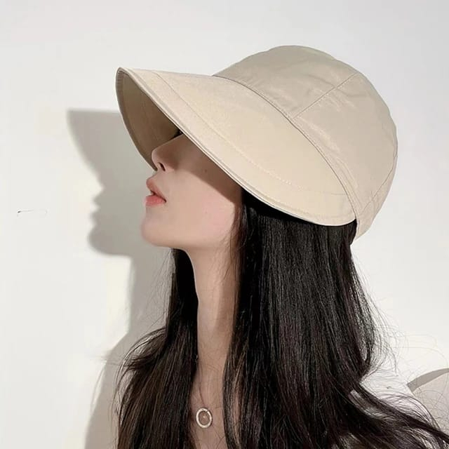 Topi Pantai Wanita Dewasa Korea Visor Kebun Cap Cewek Polos Lebar Perempuan Jepang Musim Panas 43a