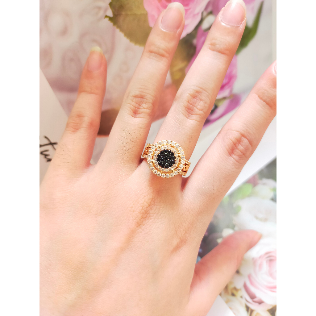 Cincin Carla Roxe Permata Hitam Putih Besar Jumbo Cincin csw cincin emas asli 375