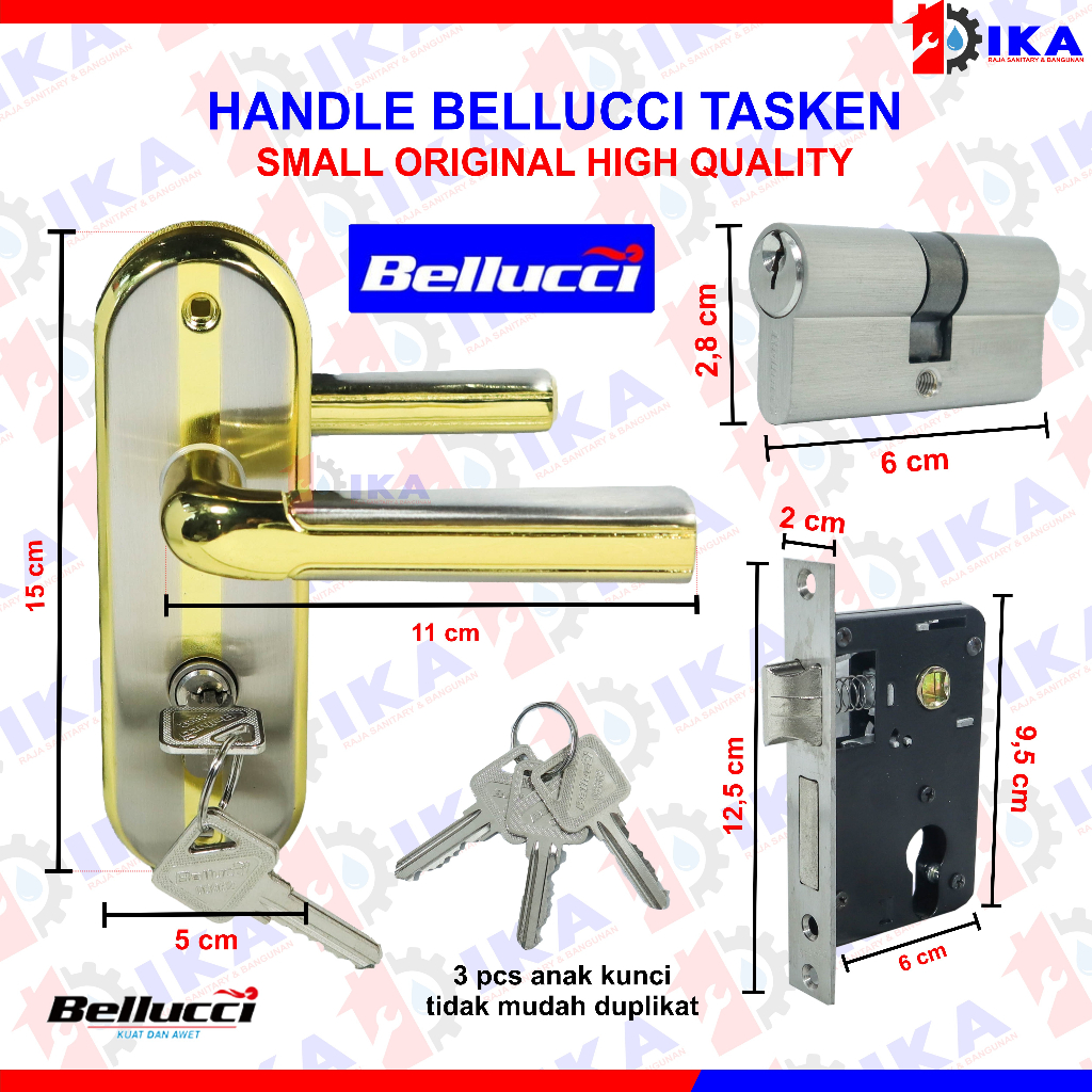 Kunci Pintu kecil Silinder Bellucci Tasken l Gagang Rumah l Handle Full Set I Kunci pintu kamar 1 Set Kunci Pintu Kecil Bellucci TaskeN NP | Handle Pintu kecil Bellucci