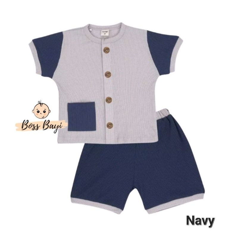 Dialogue Baby Color Mix Short Playset Waffle - DFB0211 DFB0212 (Setelan Anak Baju Lemgan Pendek + Celana Pendek)