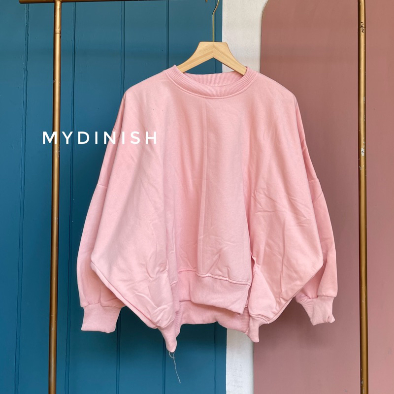 Rini Batwing Oversize - Sweater Polos Kekinian Bahan Fleece