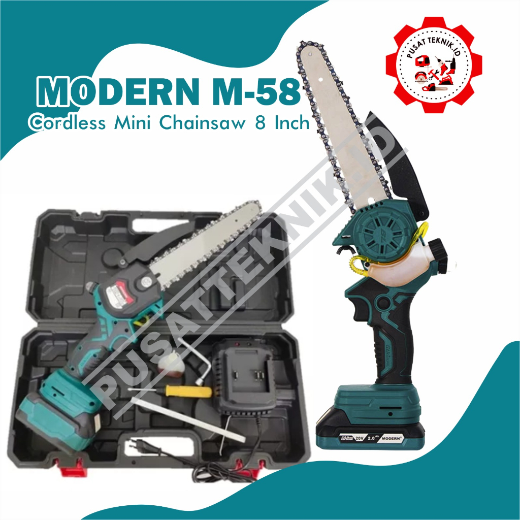 MODERN M58 CORDLESS MINI CHAINSAW 8INCH MESIN GERGAJI RANTAI BATERAI MODERN M58