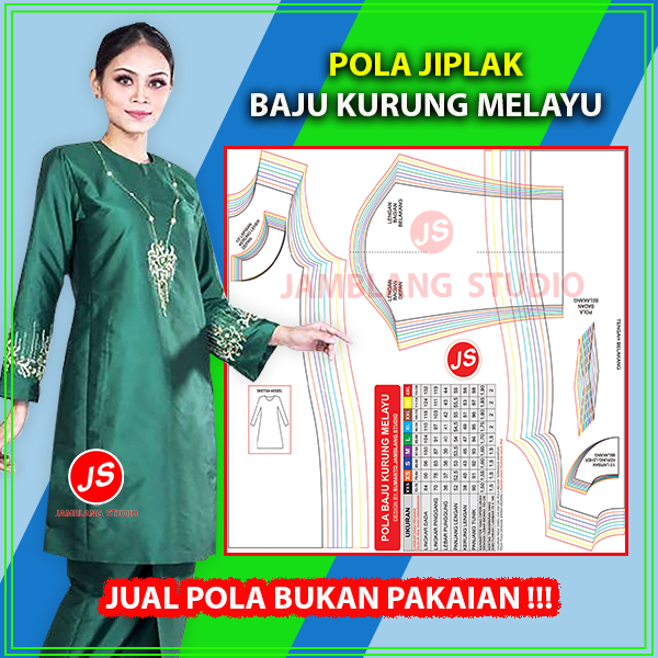 Pola Jiplak Baju Kurung Melayu JP 038