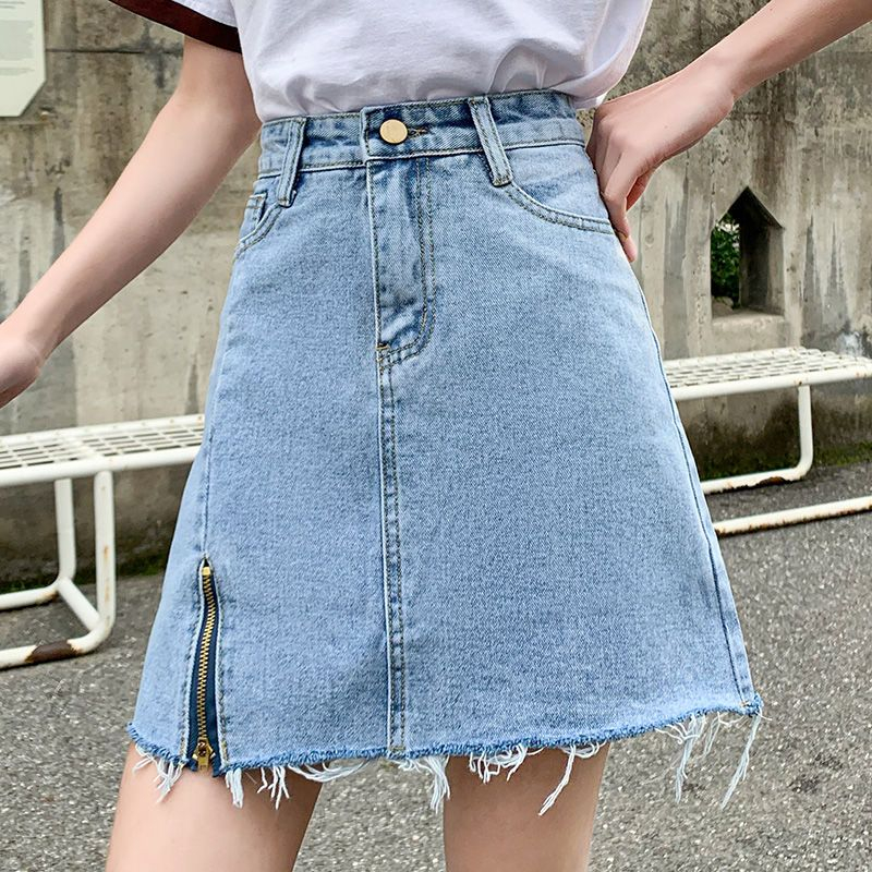 Rok kekinian rok jeans pendek wanita/3/4 rok jumbo korean style high waist rok jeans ripped pendek cewek kekinian ootd