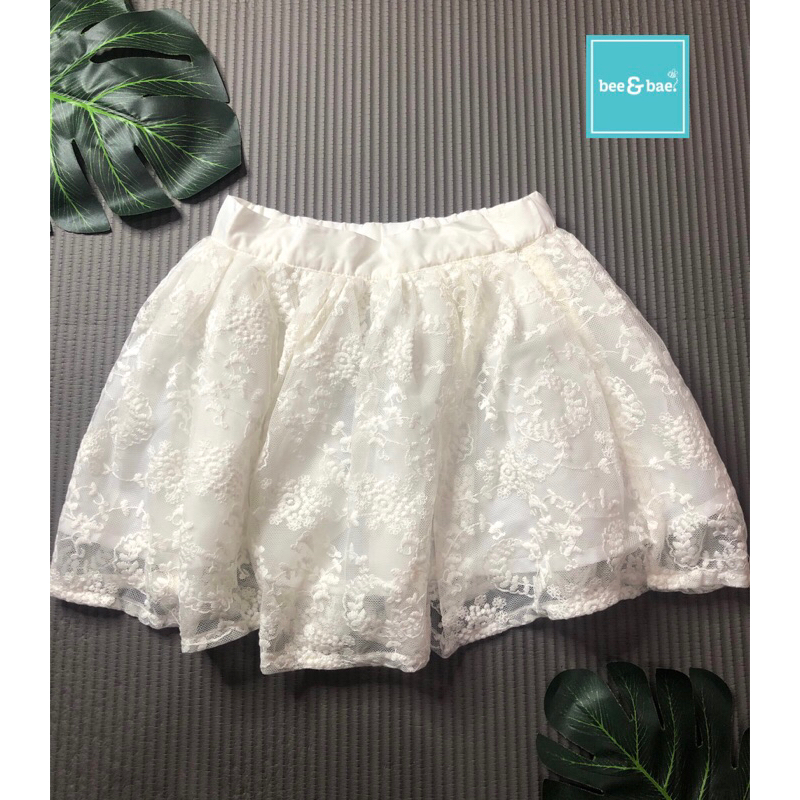Rok Tutu Bee&Bae Kids 3 TAHUN Anak Perempuan Rok Brukat Putih Elegan