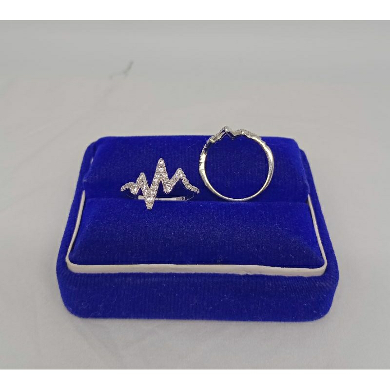 cincin zigzag mata putih/perak asli silver 925 lapis emas/perhiasan fashion wanita terbaru