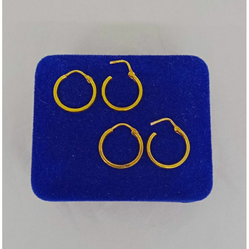 anting ring gypsy variasi polos &amp; ukir/perak asli silver 925 lapis emas/perhiasan fashion wanita terbaru