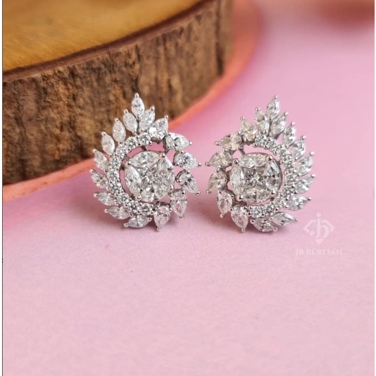 Anting Giwang Jepit Berlian Eropa Model Asoka Setting - JB Berlian