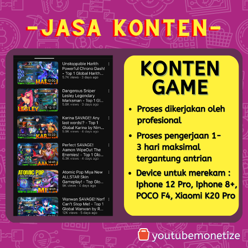 JASA PEMBUATAN KONTEN GAME BERKUALITAS & TERMURAH COCOK UNTUK MENAIKAN VIEWS YOUTUBE