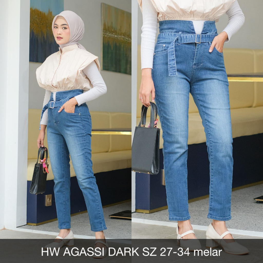 CELANA JEANS WANITA HW AGASSI BELT