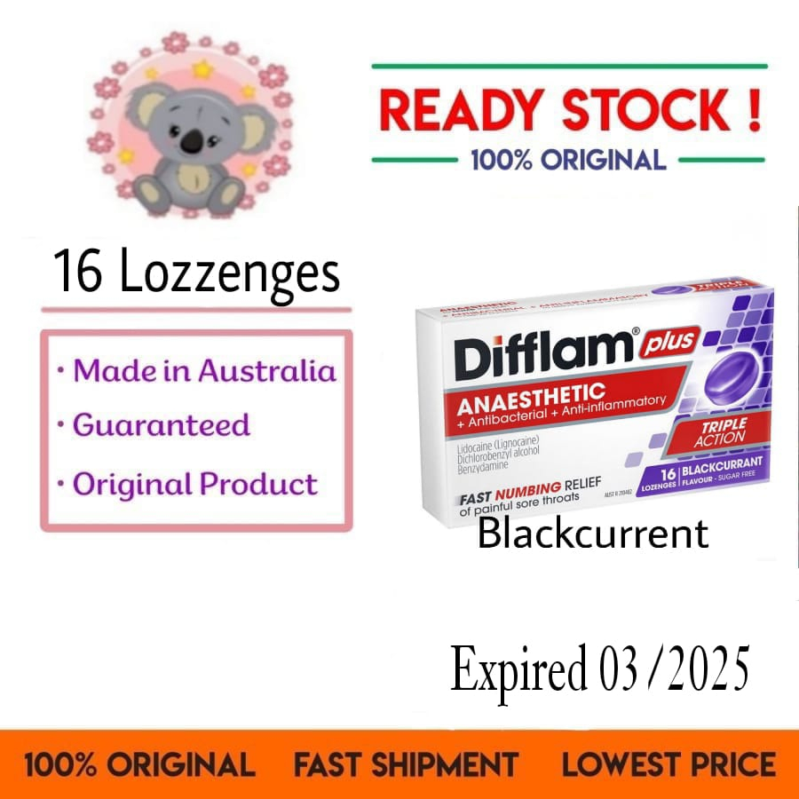 

PERMEN Difflam Plus Anaesthetic Sugar Free Blackcurrant (16 Lozenges)