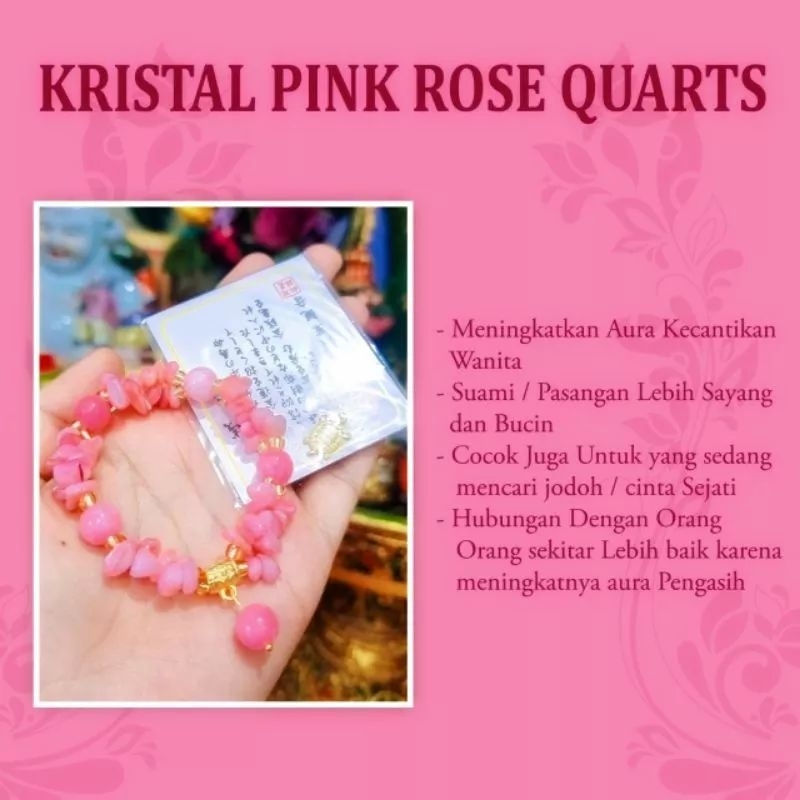 Gelang Giok dan Kristal Pink Rose Quarts