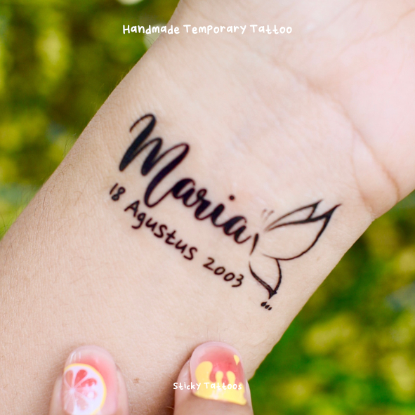 CT08 - STICKY TATTOO TEMPORARY TATO TEMPORER CUSTOM TULISAN WATERPROOF NAMA SAYAP