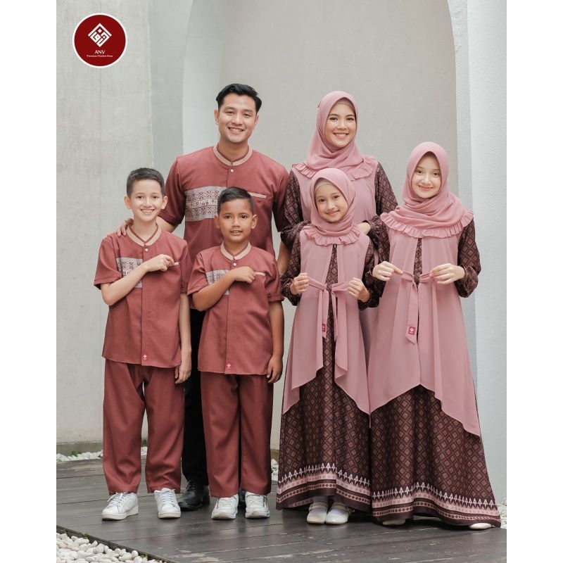 BAJU SARIMBIT KELUARGA COUPLE KOKO RAMA SET CELANA GAMIS KHALIFA SET KERUDUNG SYARI AYAH IBU ANAK AD