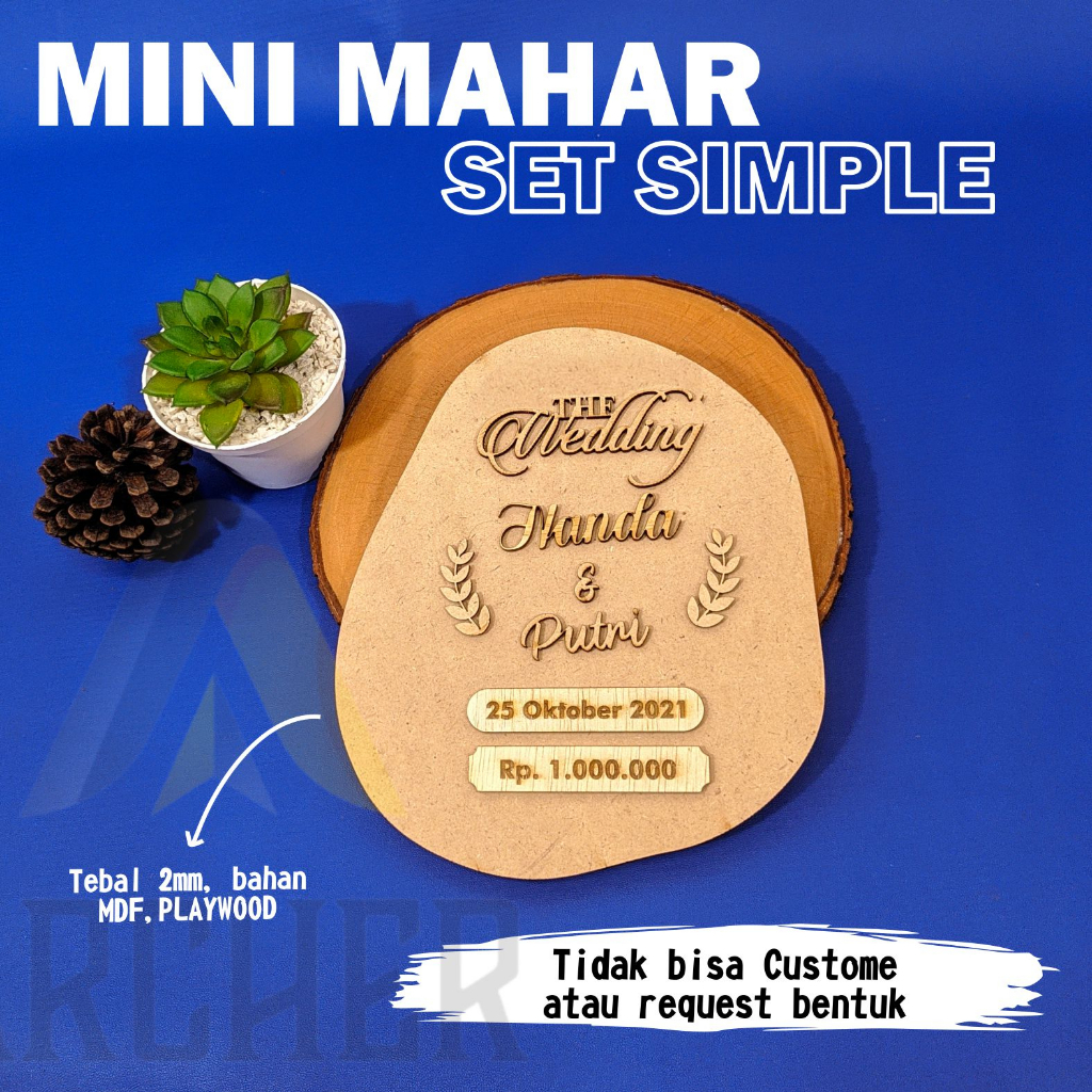 MINI MAHAR SET SIMPLE HIASAN BOX MAHAR | SCRABBOOK PLYWOOD HURUF TIMBUL