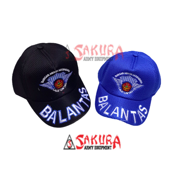 Topi Jaring Balantas Banser Hitam dan Biru Tulisan Besar Biasa