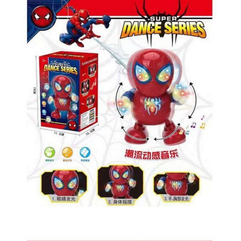 Mainan robot joget super dance series spiderman - dance hero musik dan lampu