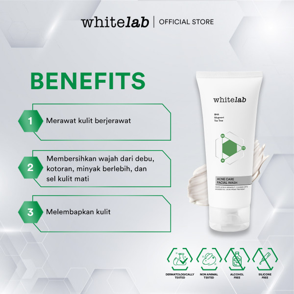 WHITELAB Acne Care Facial Wash | Sabun Muka Wajah Jerawat - 100gr