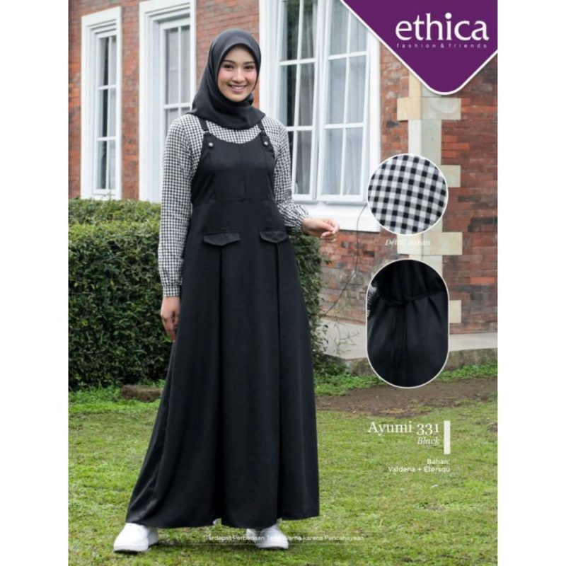 Ethica Ayumi 331| Gamis Ethica Ayumi 331 Black