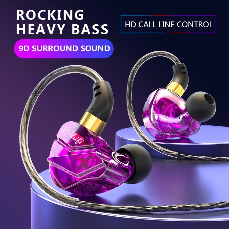 (COD) S16 Earphones HIFI Superbass Wired In-Ear Gaming Headphones Subwoofer Mobile Phone Earbuds 9D Surround Stereo Super Sports Headset With Mic