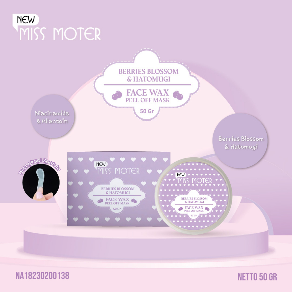 READY [SYB] MISS MOTER HIJAU PEEL OFF BPOM / MISS MOTER BERRIES BLOSSOM DAN HATOMUGI PEEL OFF WAJAH BPOM