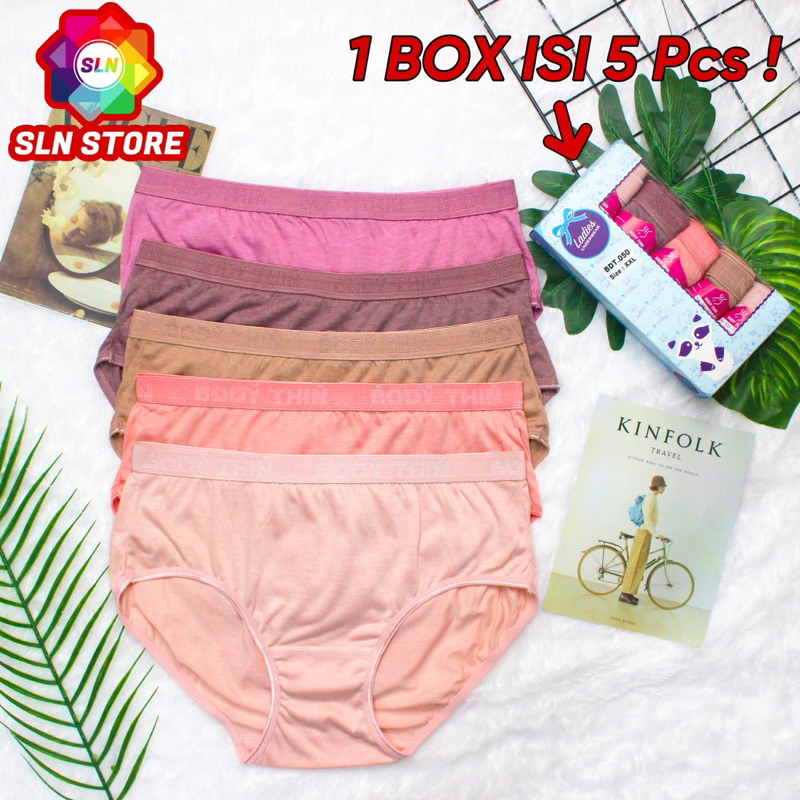 (5Pcs) CELANA DALAM WANITA BODYTHIN PREMIUM BOX ISI 5 pcs CD KATUN PREMIUM CEWE DEWASA BDT 050