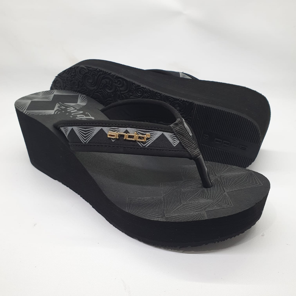 Ando Yurita Terbaru Sandal Wedges Wanita Sendal Jepit Wedges Cewek Perempuan