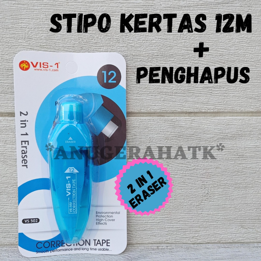 

Stipo Tipe Ex Kertas / Correction Tape + Eraser VIS-1 502 12M