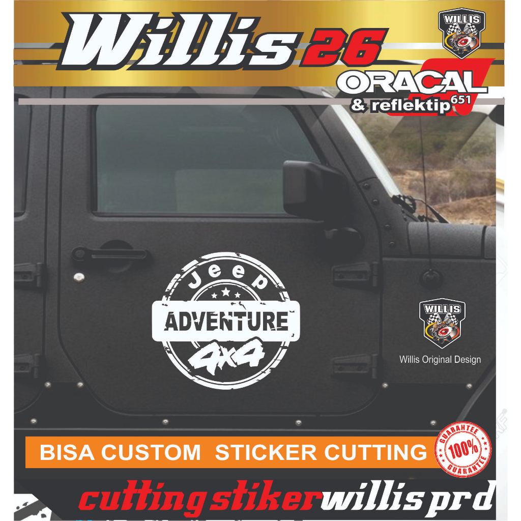 Stiker Jeep Cutting Sticker Pintu Mobil Adventure Willys