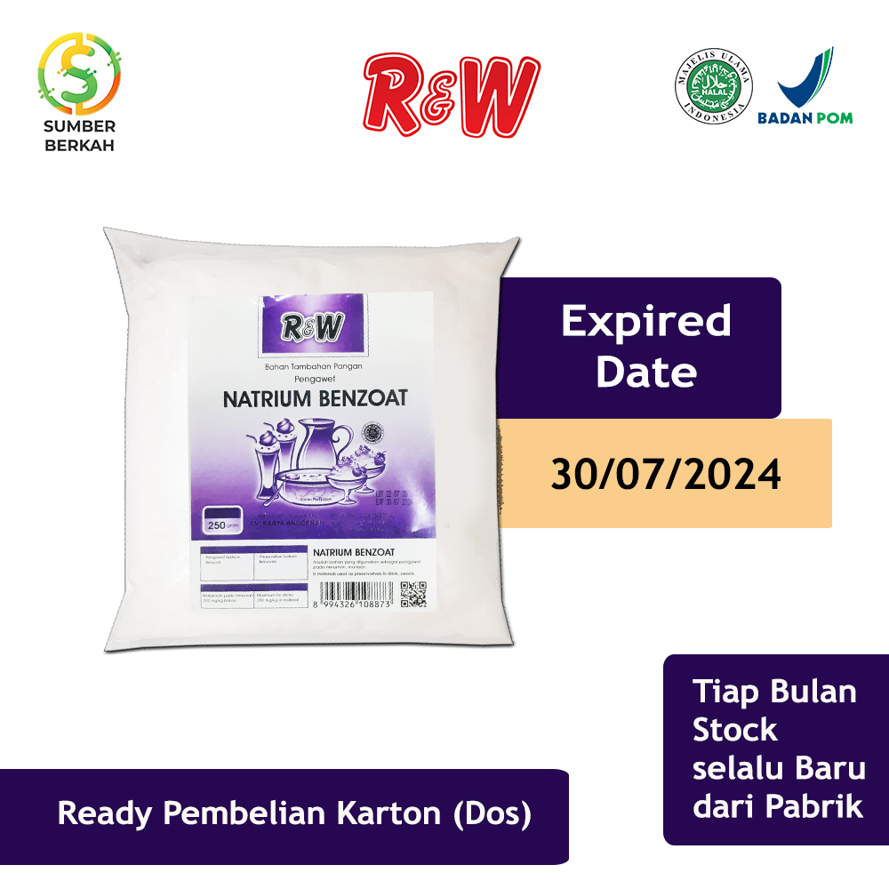 Natrium Benzoat Pengawet Makanan Minuman Rajawali R&amp;W RW 250 g