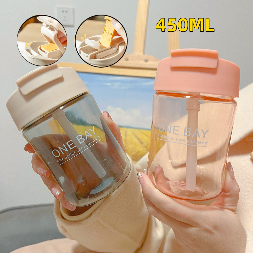 【COD】450ML Tumbler Botol Minum Aesthetic/ Tea Tumbler Travel Cup Anti Bocor/Coffee Tumbler Tutup/Botol Air Minum Kantor