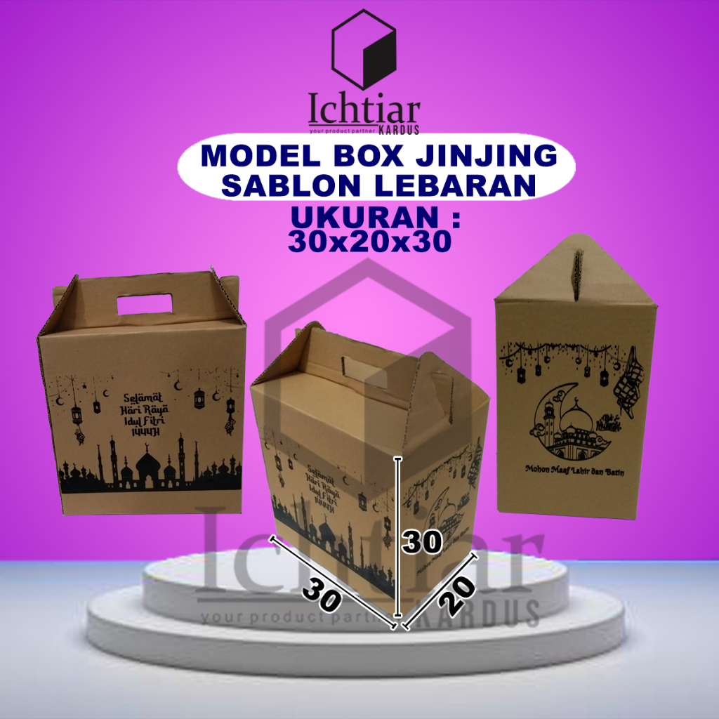 

Karton / Kardus / Box Packing Jinjing Sablon Lebaran 2023 Ukuran 30x20x30 Cm
