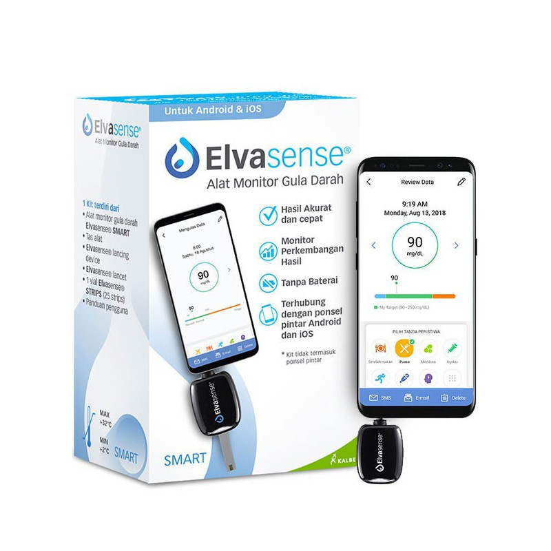 Alat Cek Gula Darah Elvasense - Smartphone Connect Type ON (for Only Android)