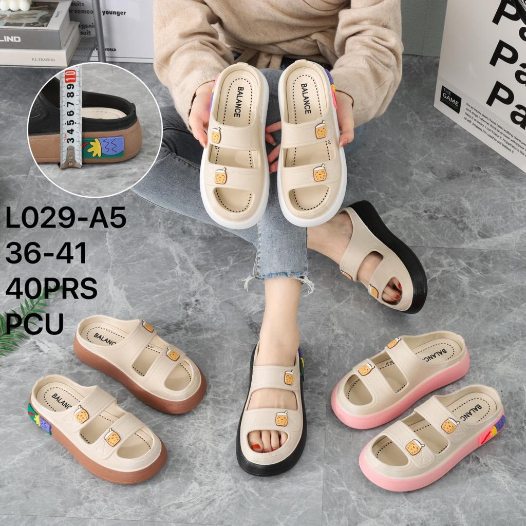 Sandal Selop Wanita Karet Import BALANCE Motif Ban 2 Motif Polos Ringan Empuk Sol Tebal 5 Cm / L029-A5