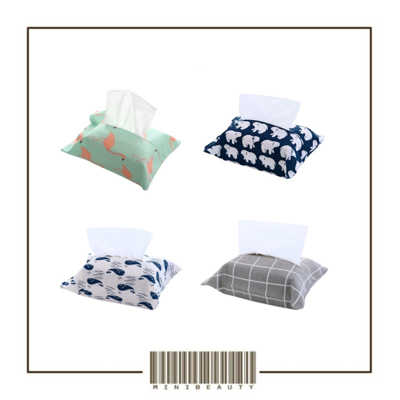 tempat tissue bahan kanvas motif lucu cover sarung tempat tisu kain tissue mobil rumah kamar toilet import murah