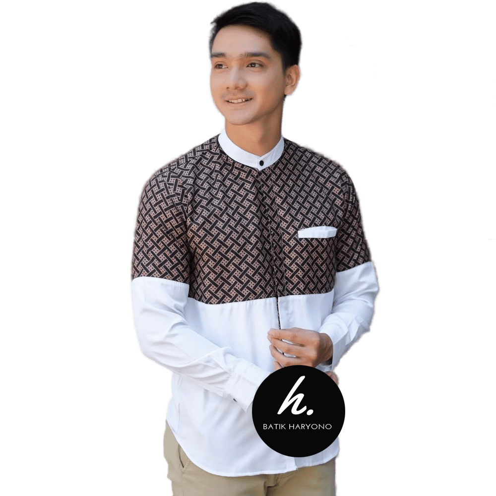 Baju Koko Pria Muslim Dewasa Murah Lengan Panjang Terbaru Kemeja Kombinasi Batik
