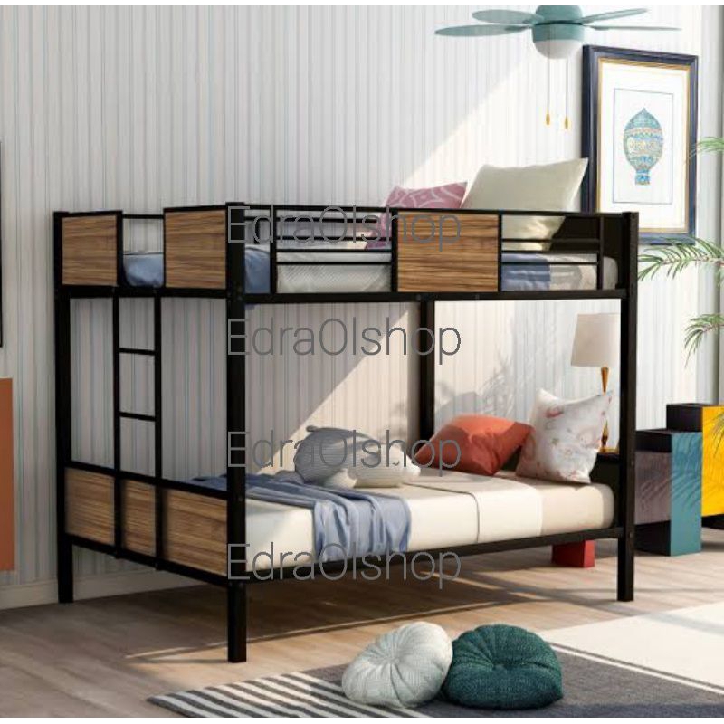 RANJANG BESI SUSUN 2 UPPER BUNKBED TINGKAT DUA KAYU REQUEST UKURAN COSTUM