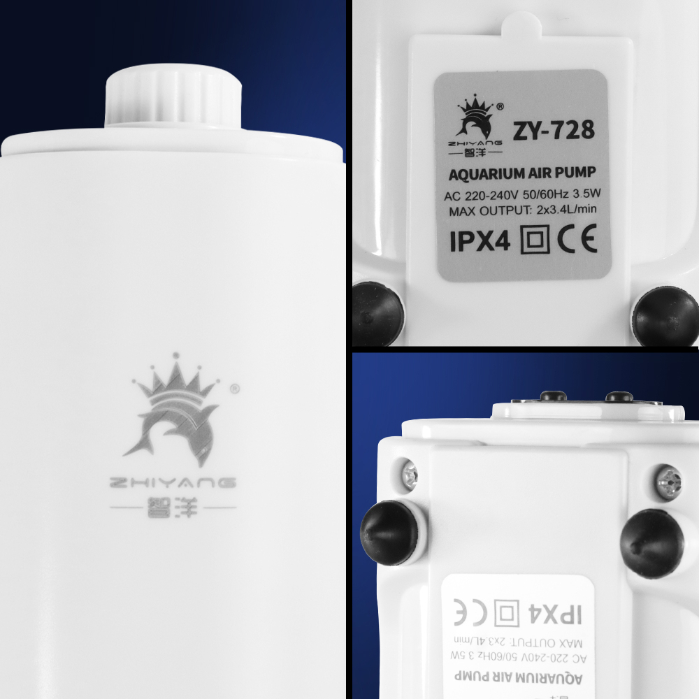 ZHIYANG Pompa Air Aquarium Oxygen Pump Double Hole Silent Machine 3.5W - ZY-728 - White