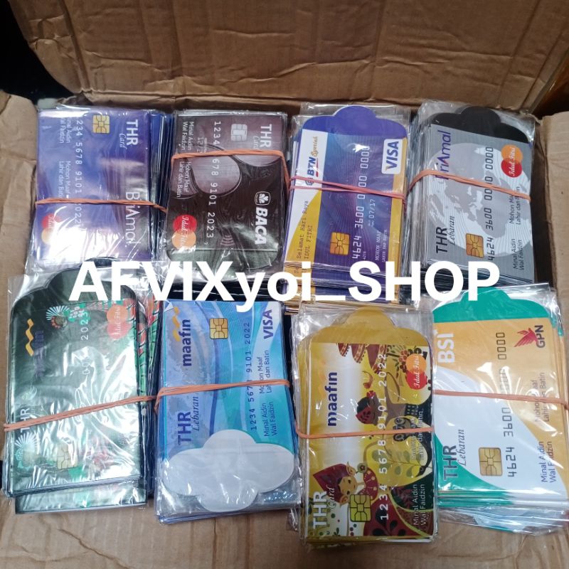 

amplop lebaran motif ATM ukuran medium isi 10 pcs