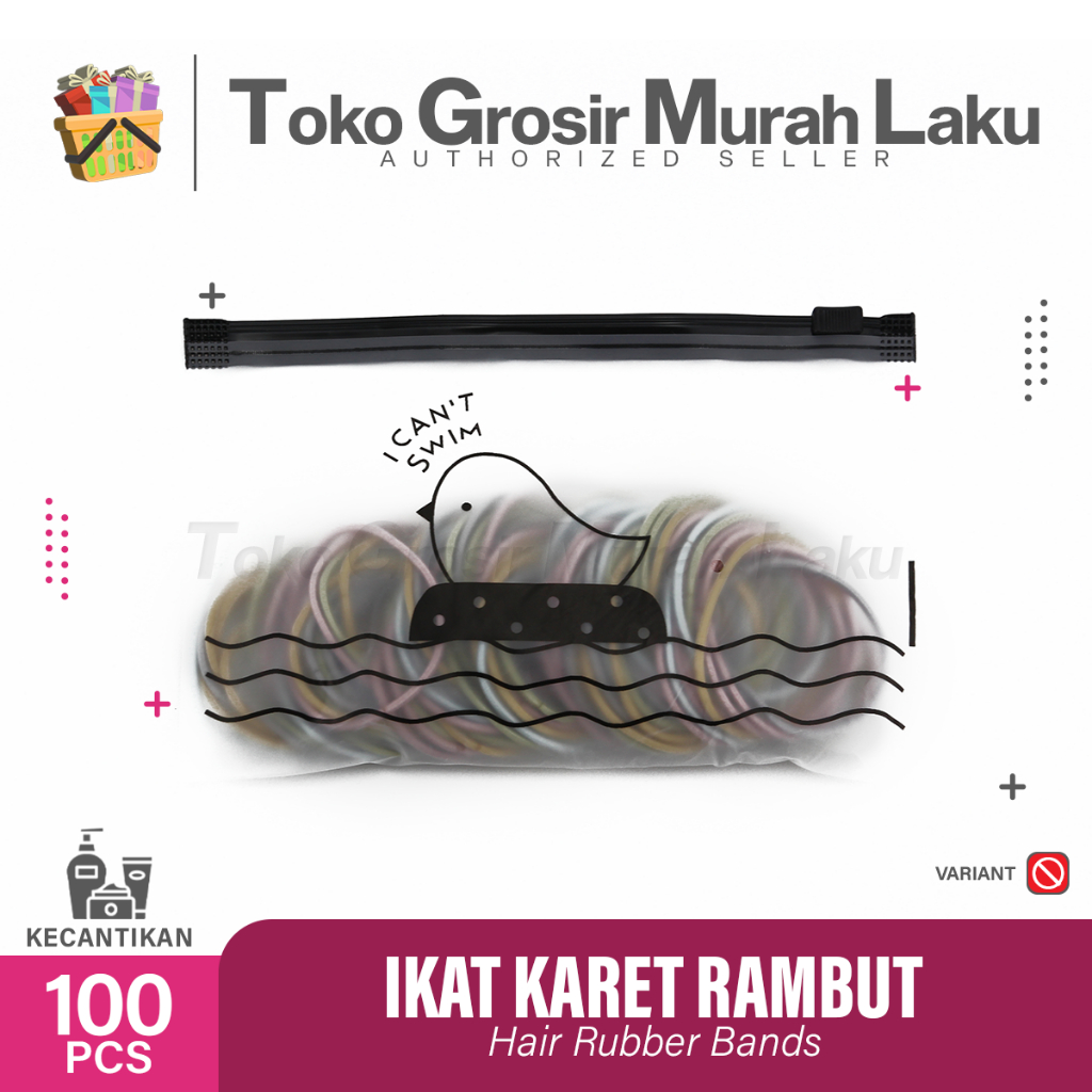 IKAT KARET RAMBUT ELASTIS WARNA MIX POLOS GAYA KOREA 100PCS FREE POUCH