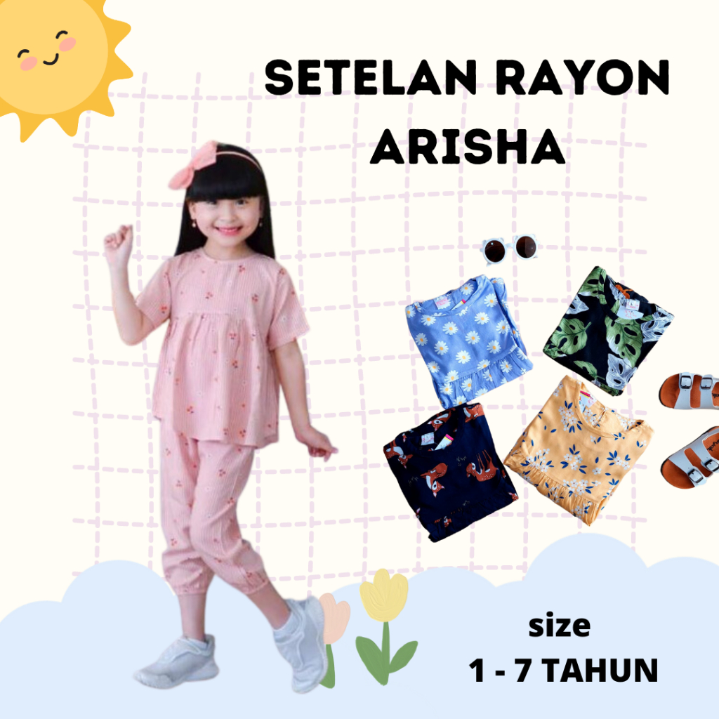 setelan rayon anak / setelan anak / setelan rayon pendek / fashion anak perempuan