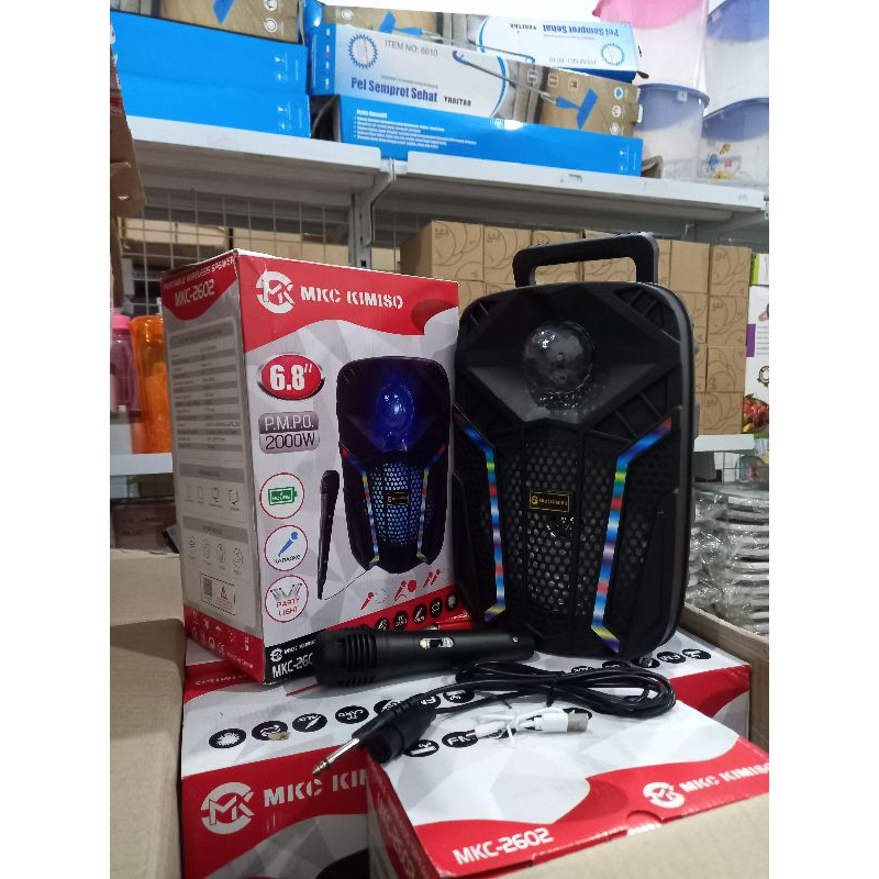 Speaker Bluetooth Kimiso MKC-2602/3381 6,8 Inchi + Mic Karaoke