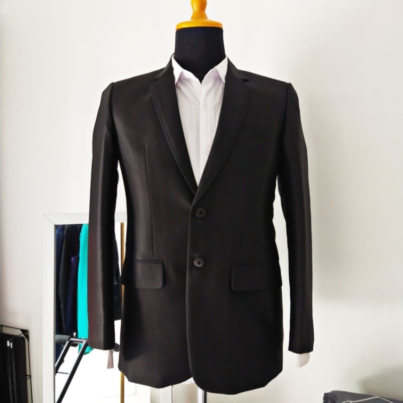 FUNNY Setelan Jas dan celana Pengantin Pria Hitam Jas Wedding HITAM Slim Fit