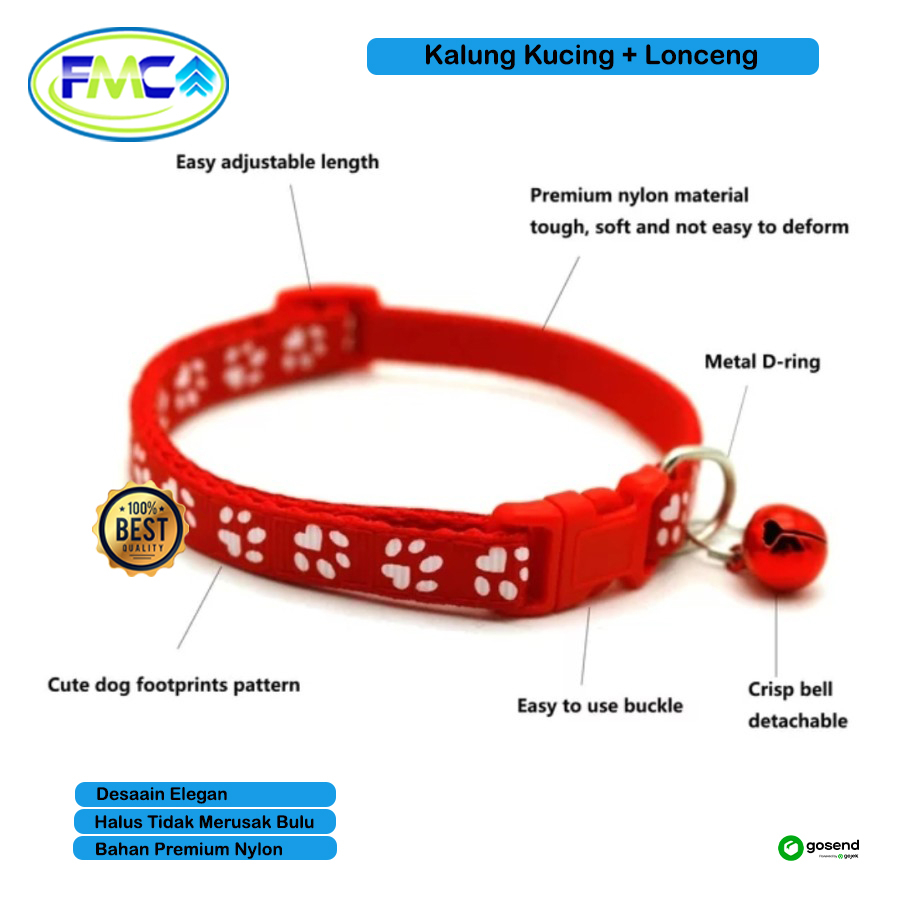 Kalung Kucing Lonceng Warna Tali Leher Anjing Cat Motif Aksesoris Hewan Peliharaan Pet Collar Murah